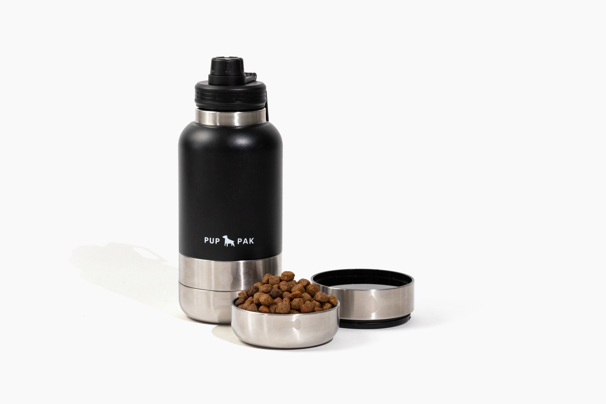 PupPak Dog Travel Water Bottle with Detachable Food & Water Bowls
