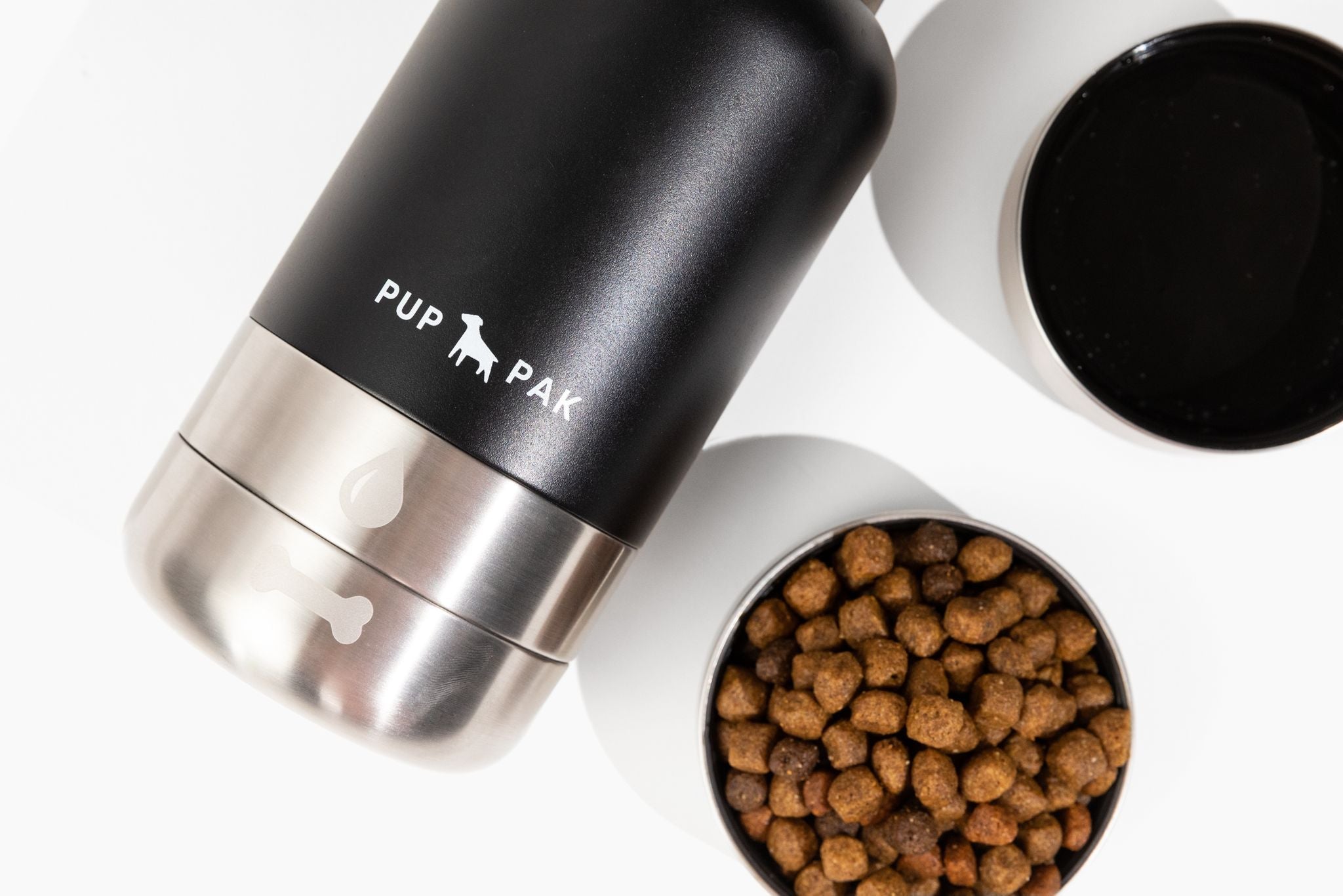 PupPak Dog Travel Water Bottle with Detachable Food & Water Bowls