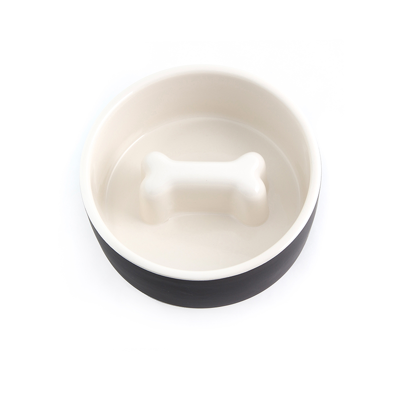 PAIKKA Medium Slow-Feed Black Ceramic Dog Bowl + Reviews
