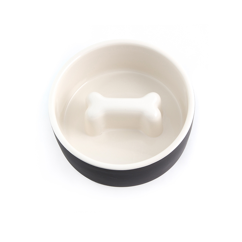 Ceramic slow top feeder bowl