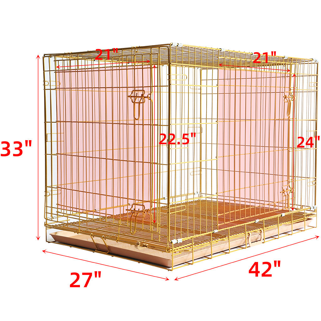 Collapsible Pink Dog Crate Gold Metal | Small to XL Size