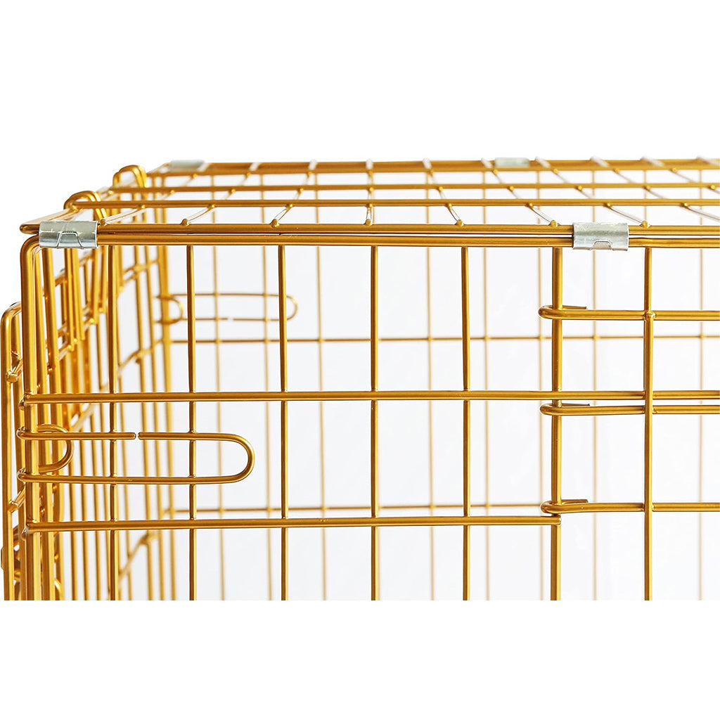 Collapsible Pink Dog Crate Gold Metal | Small to XL Size