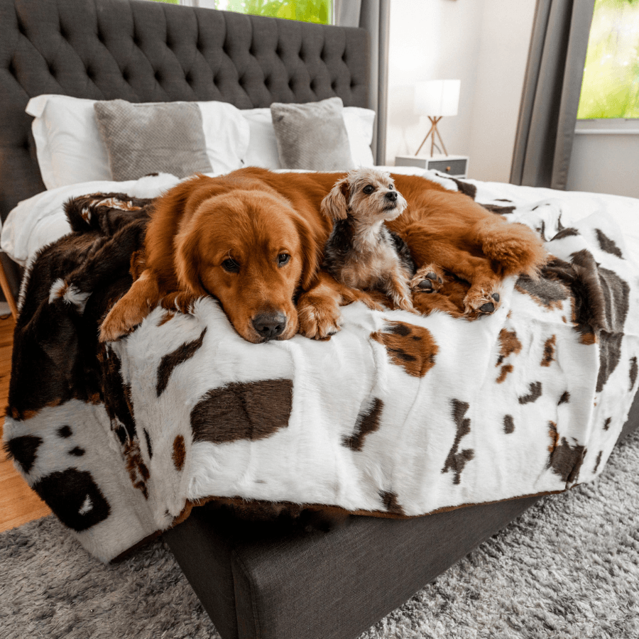 PupProtector Waterproof Throw Blanket For Pets - Brown Faux Cowhide