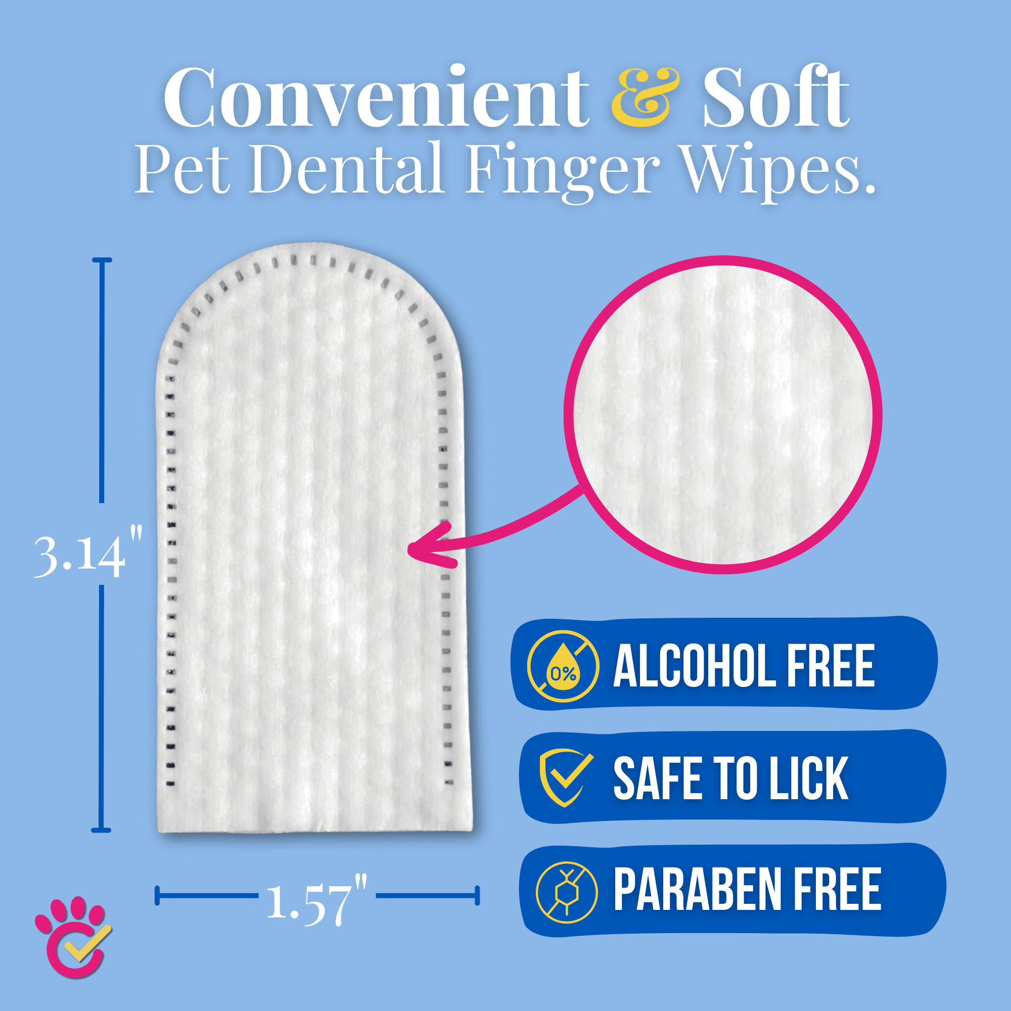 Naturally Formulated Pet Dental Finger Wipes for Teeth Cleaning (50 Count)