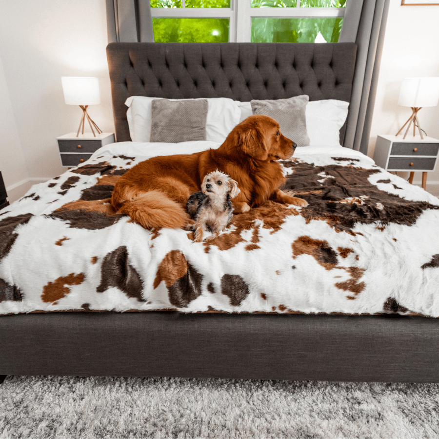 PupProtector Waterproof Throw Blanket For Pets - Brown Faux Cowhide