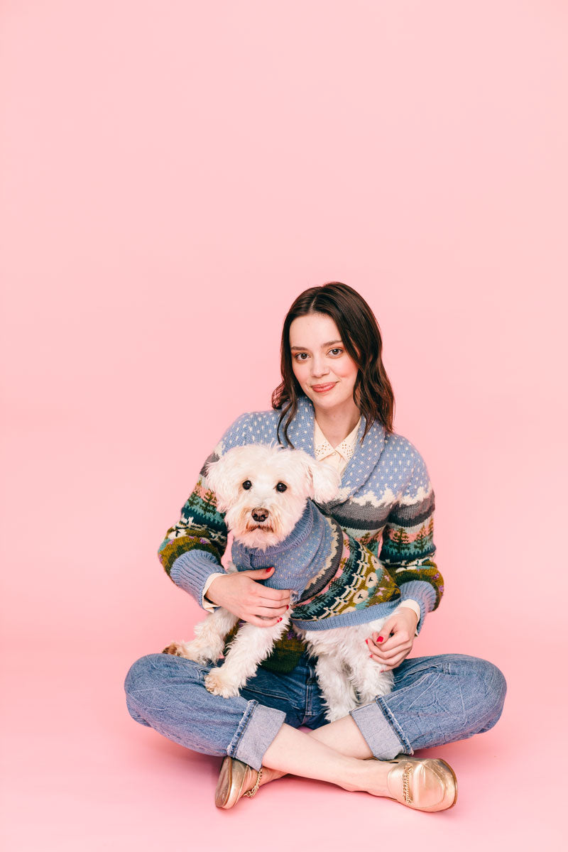 Dog mom with matching dog sweater