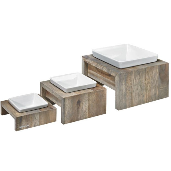 Bowsers Elevated Ceramic Pet Bowl with Wood Stand | Single