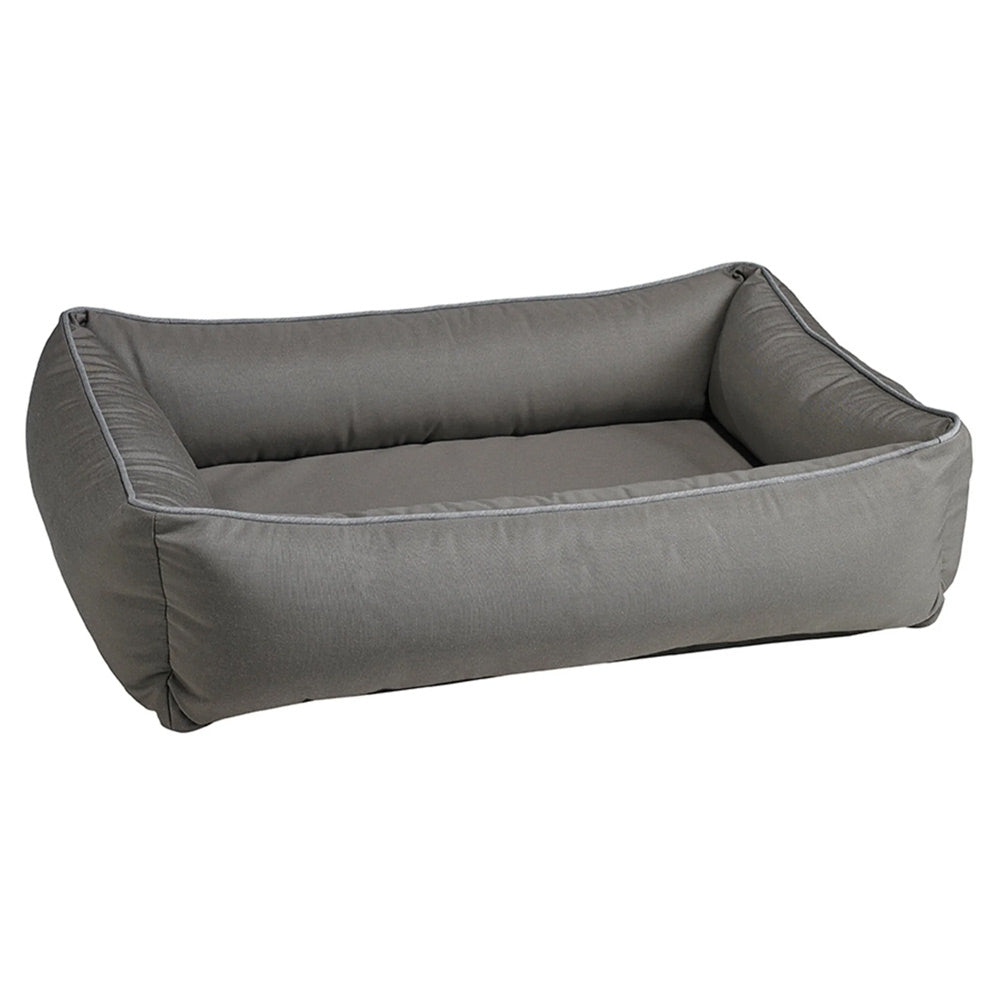 Bowsers outdoor dog bed in grey color with bolsters