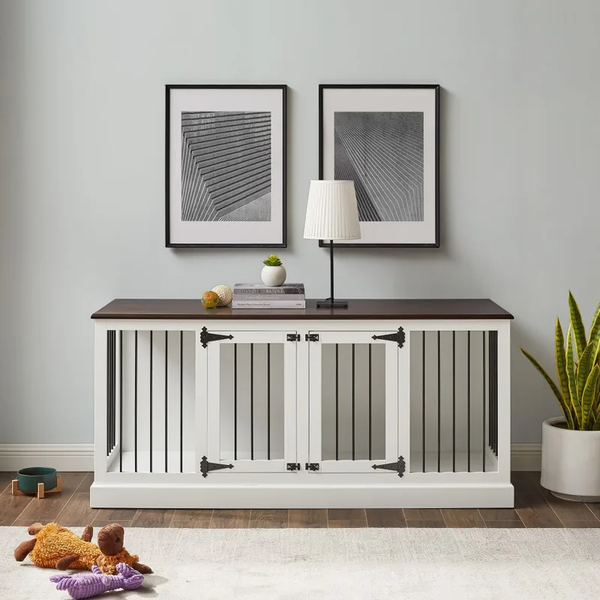 Stylish dog crate furniture in white wood