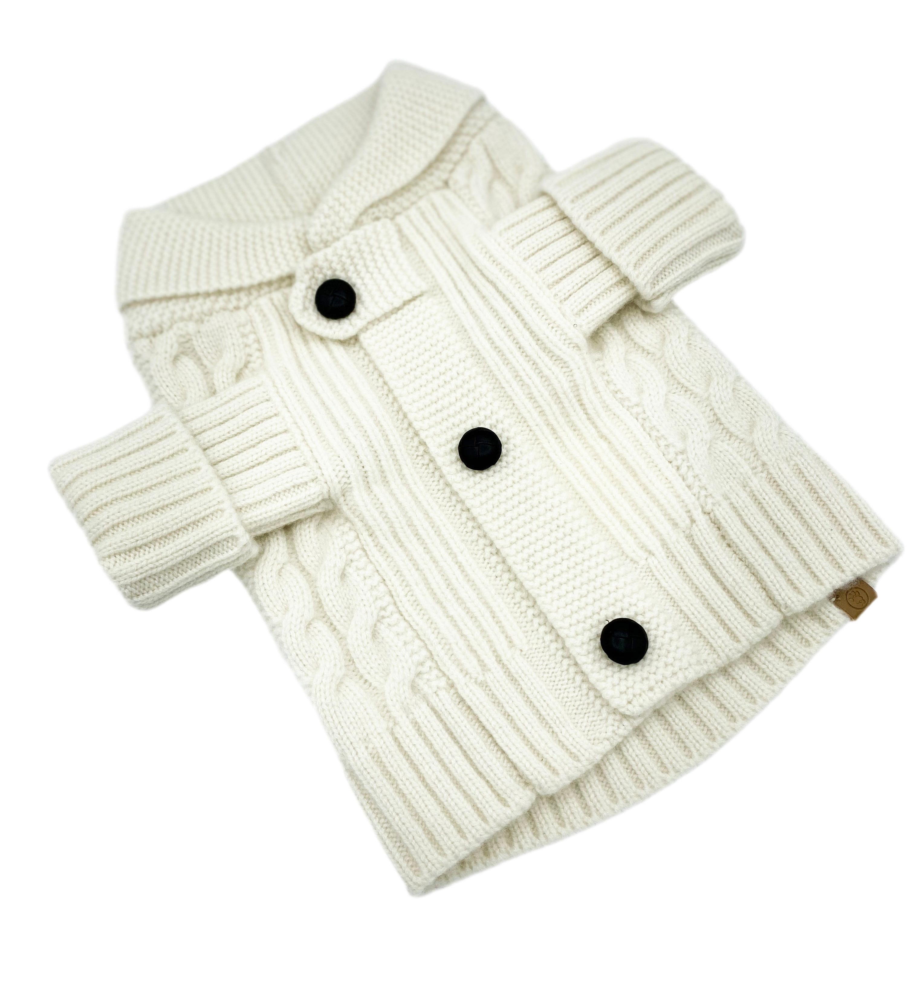 Cashmere Cardigan For Dogs, Brooklyn, Ivory