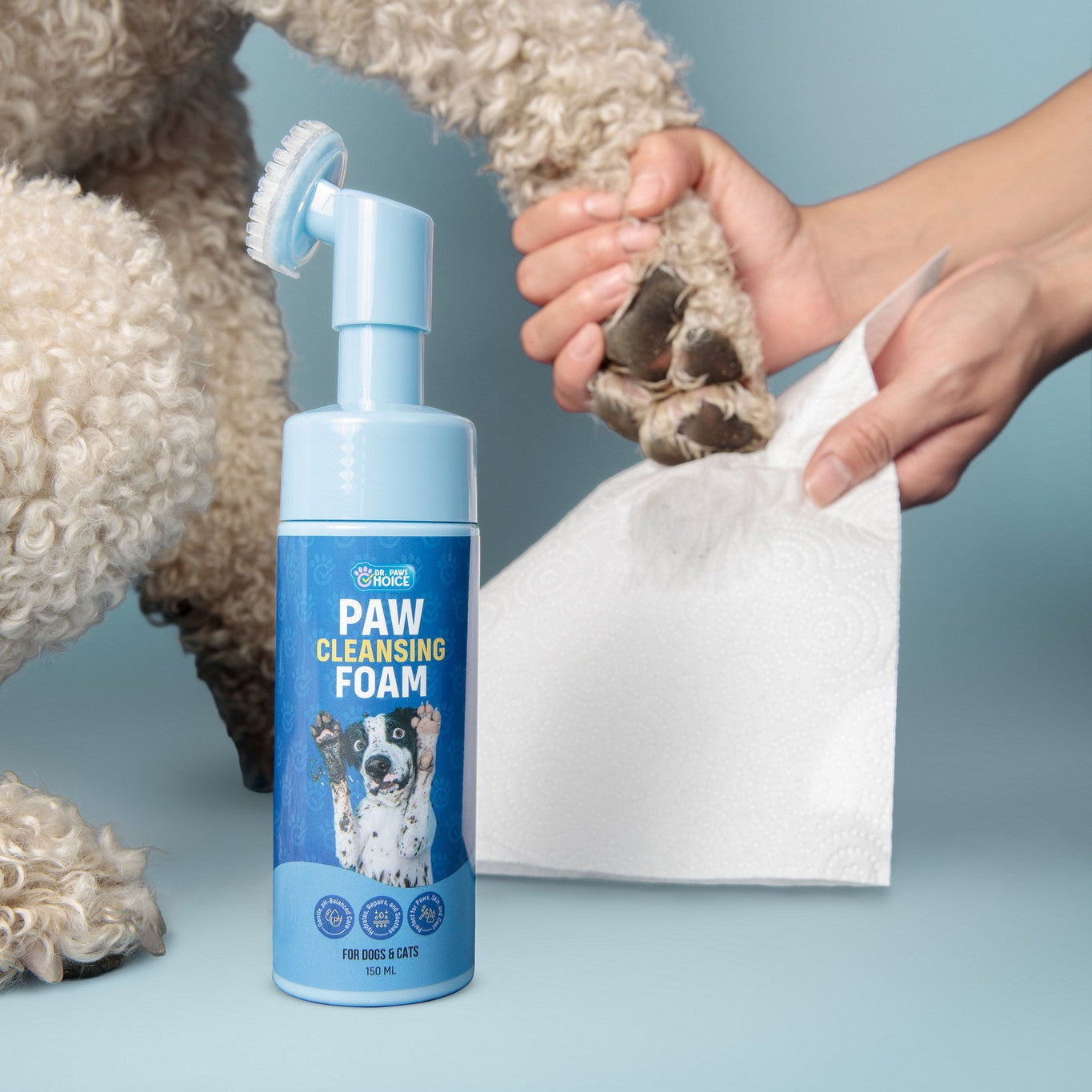 Paw Cleansing Foam Dog Paw Cleaner with Built-In Brush Head