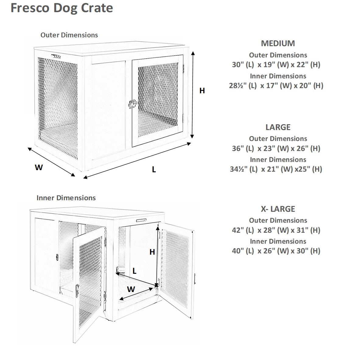 Illustration of Polished Dog Crate Elevations