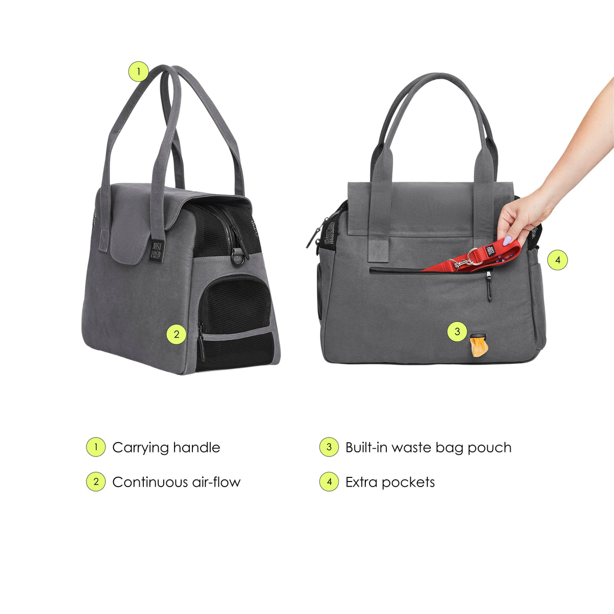 The Destination Tote in Gray | Small Dogs up to 13 lbs | TSA-Compliant In-Cabin Pet Carrier