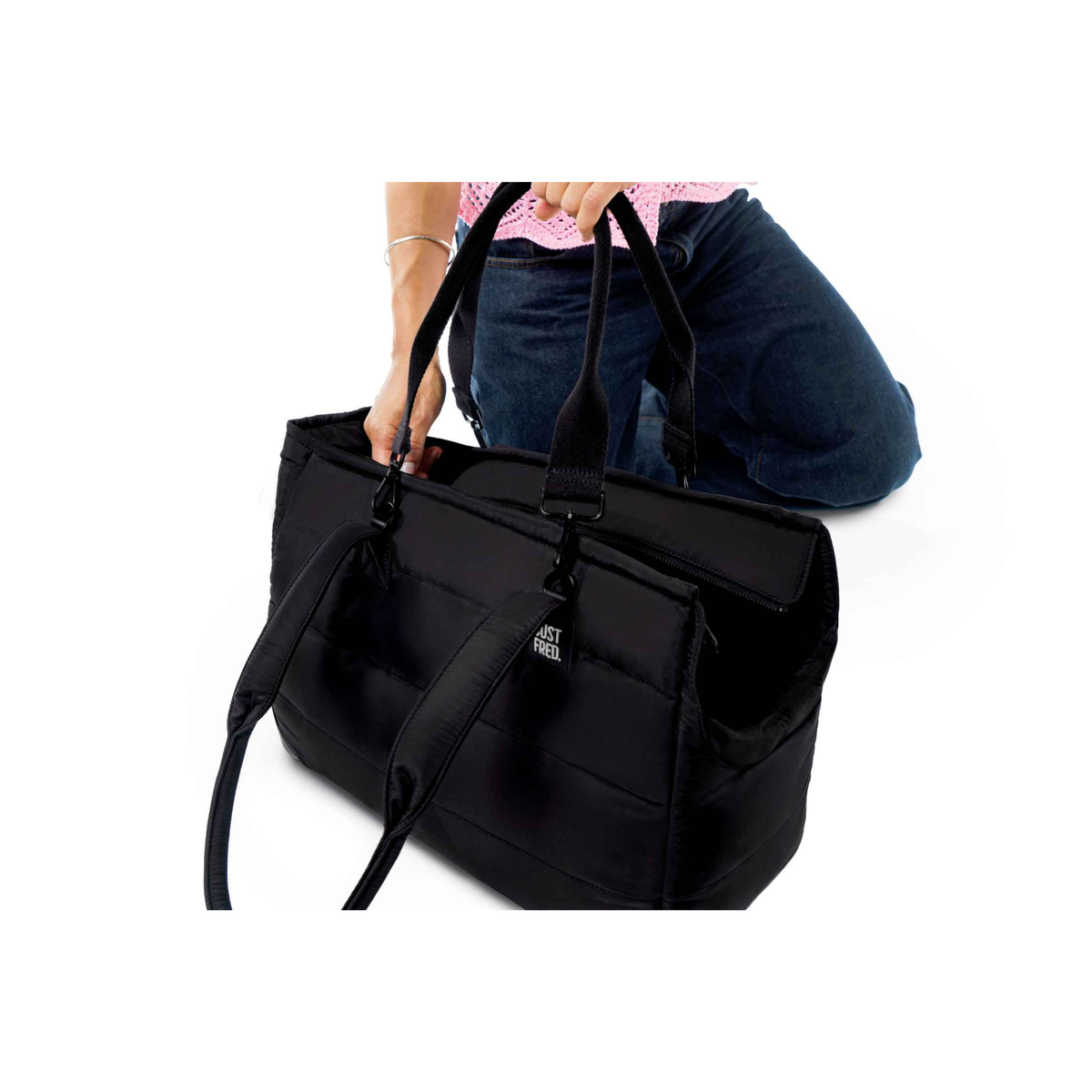Small Subway Tote dog carrier carried by its handles