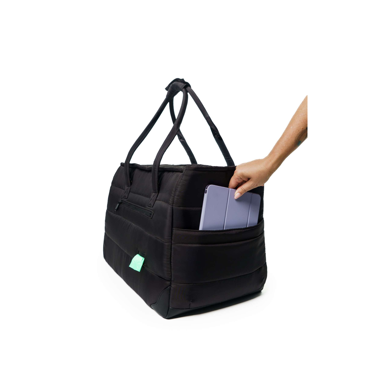 Open Subway Tote showing the soft cotton-lined interior