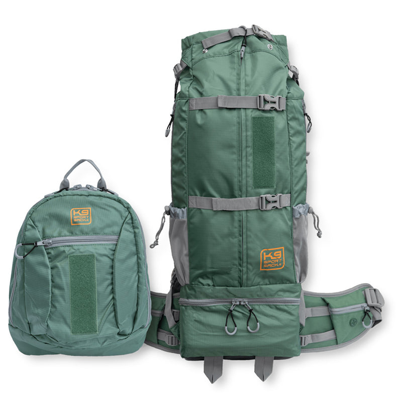 Backpack for large and big dogs from K9 Sports in green color