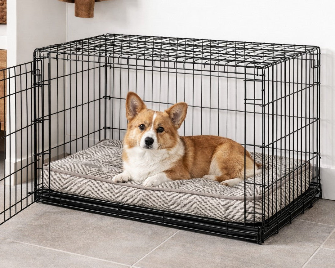 Bowsers Luxury Dog Crate Mattress with tufted top and washable designer cover