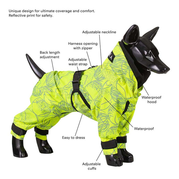 Paikka Dog Rain Suit Neon