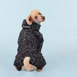 Poodle wearing Paikka winter coat overall for cold days