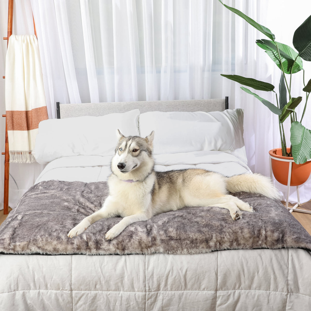 PupProtector luxe waterproof bed runner in chinchilla faux fur, photo 15