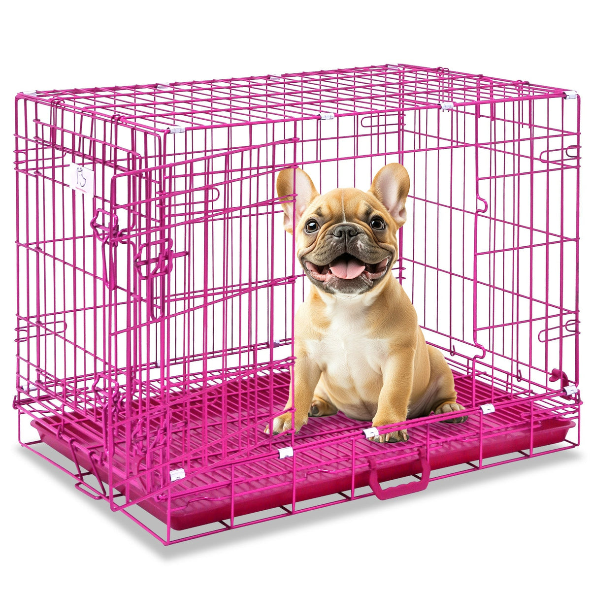Collapsible Pink Dog Crate Small to XL Size Up to 42"