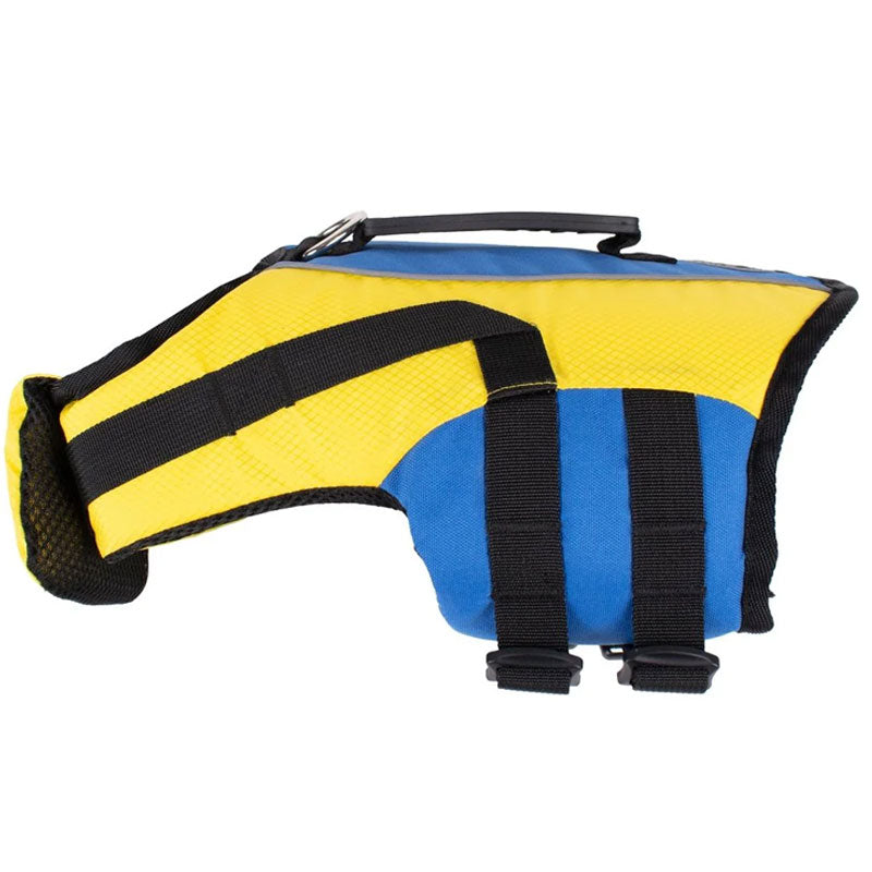 Body Glove Ripstop Life Vest Jacket For Dogs in Blue and Yellow