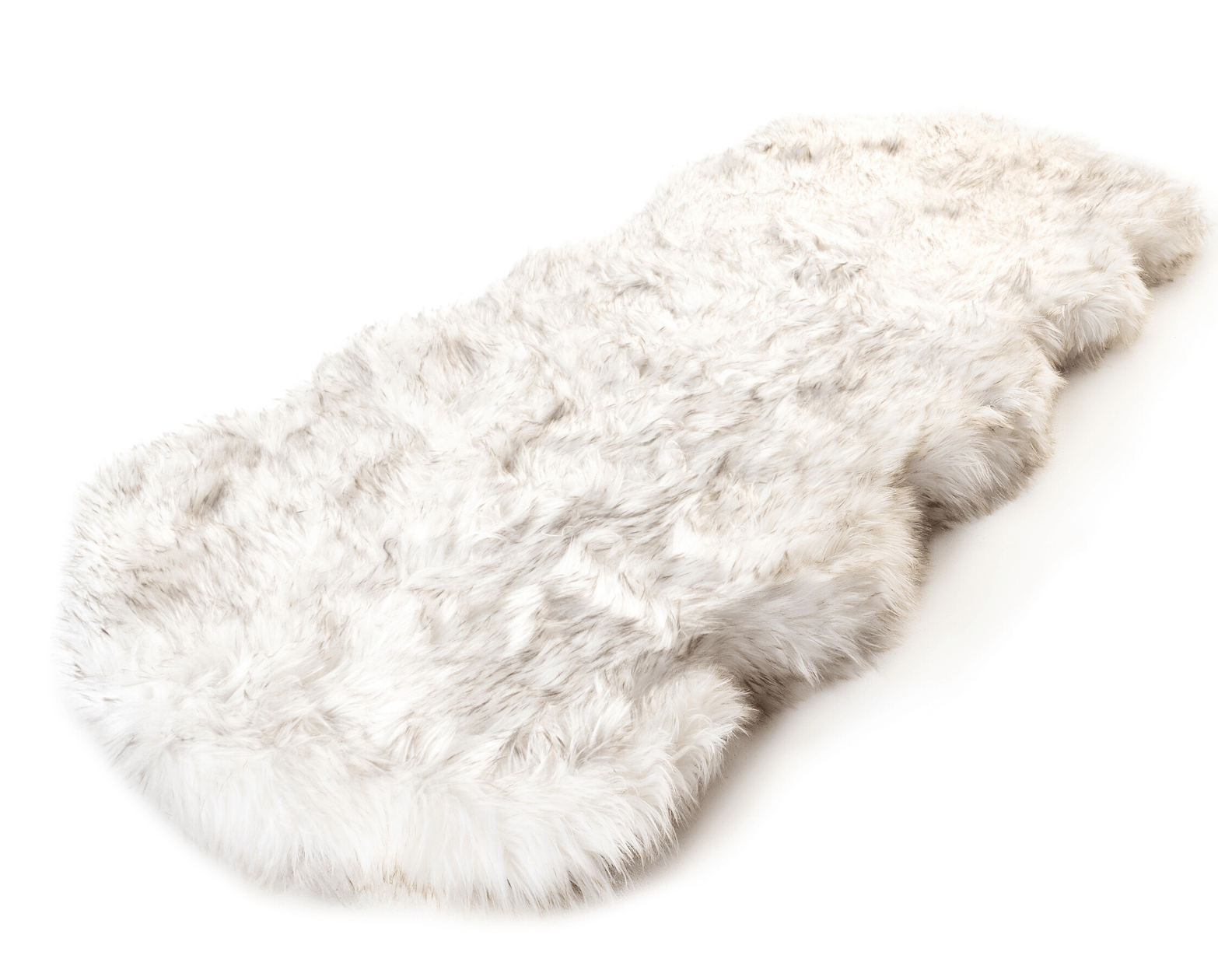 Puprug Orthopedic Faux Fur Memory Foam Dog Bed - Curve White with Brown Accents