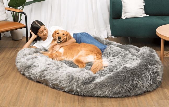 PupCloud Human-Size Faux Fur Memory Foam Dog Bed