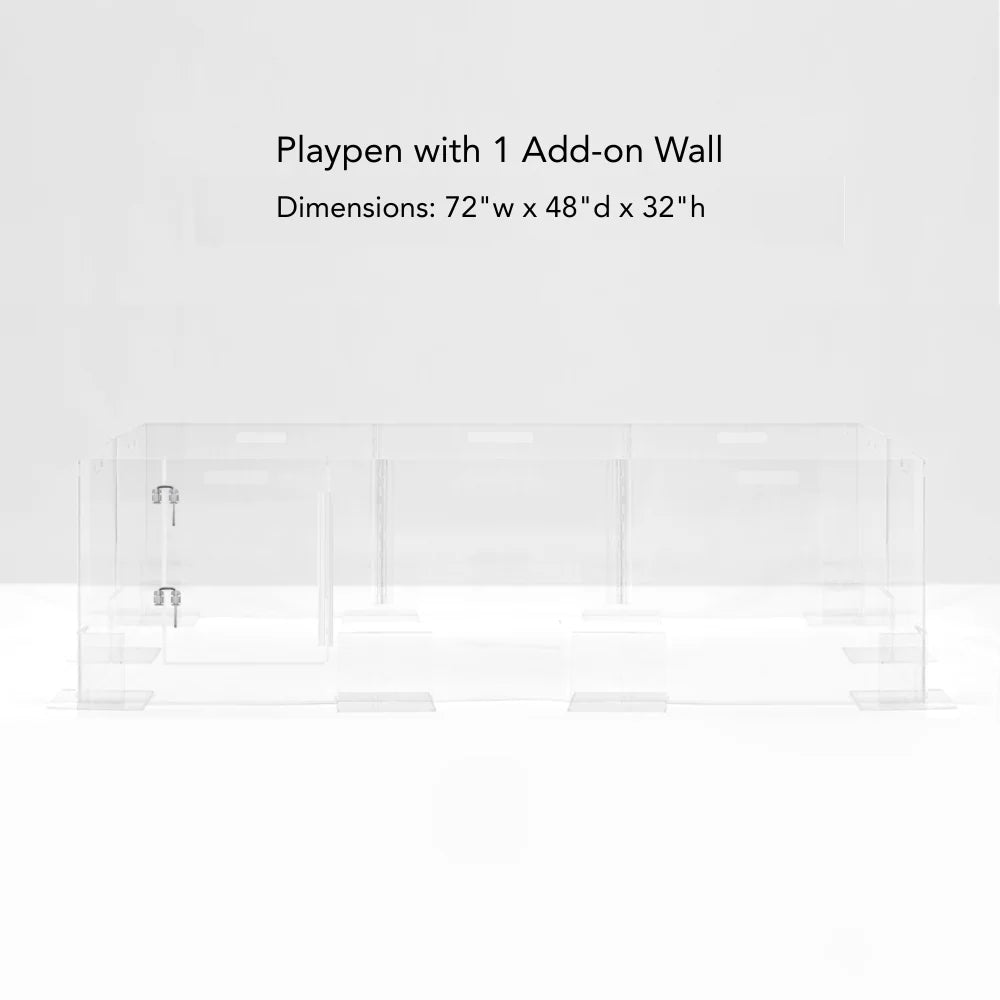 Playpen with dimensions displayed on a white background