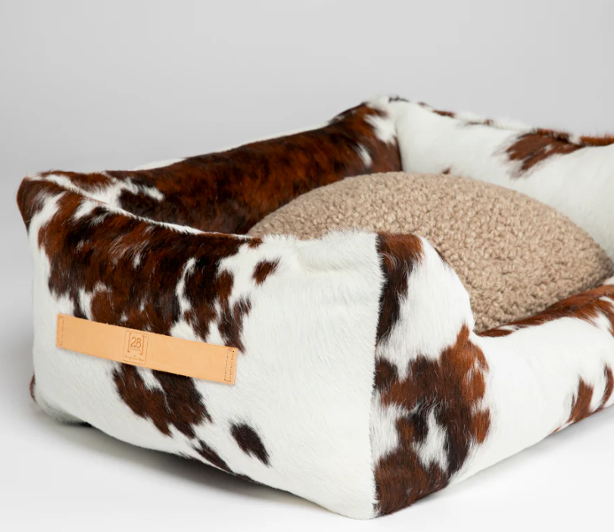 Cowhide Farmhouse Dog Bed - Small to XL