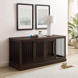 Crosley dog crate furniture in a stylish living room as a credenza.