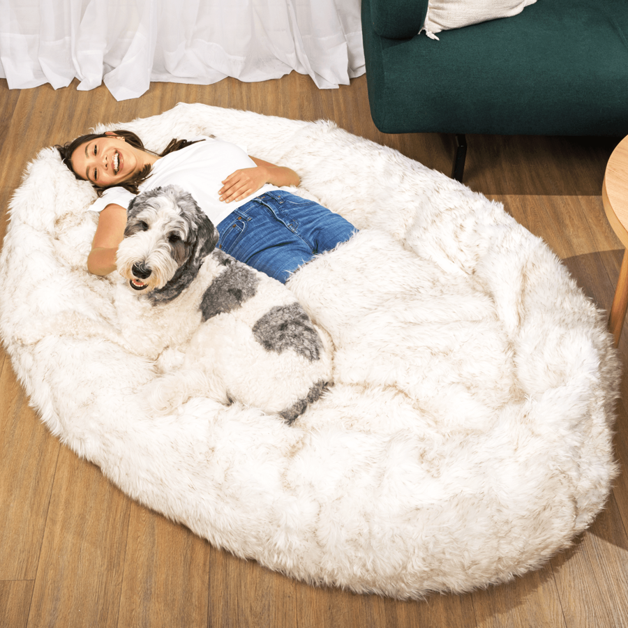 PupCloud Human-Size Faux Fur Memory Foam Dog Bed