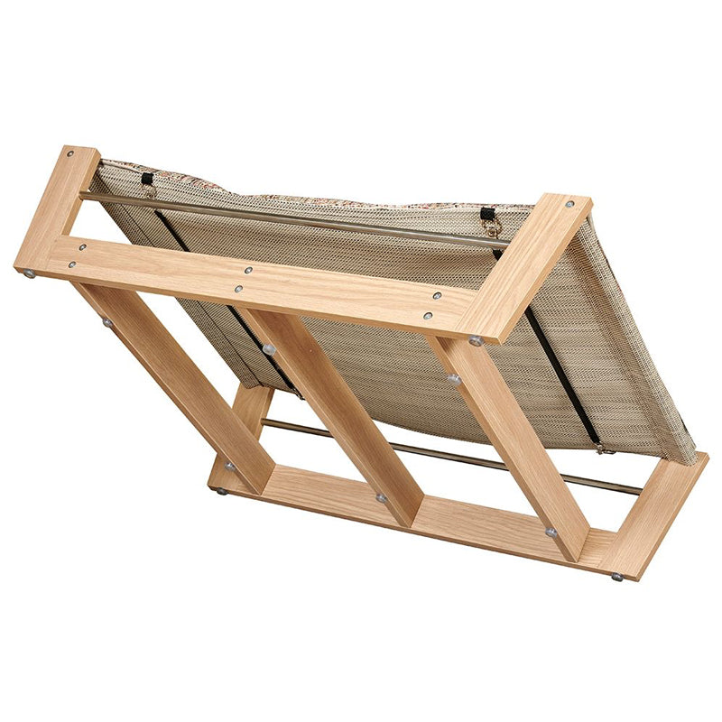 sturdy wooden frame of Bowsers raised dog bed