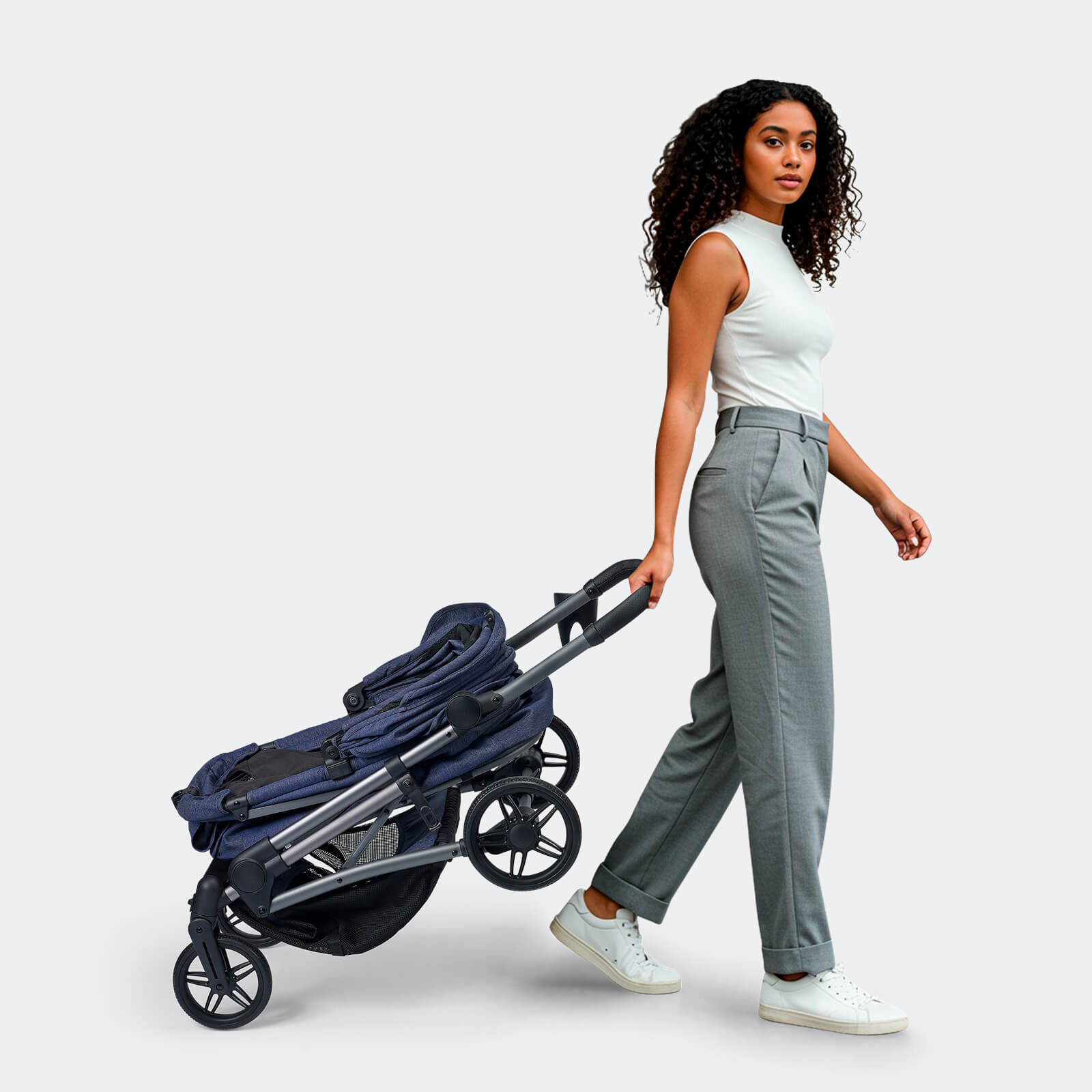 Maxi Deep Carriage Pet Stroller with Puncture-Free EVA-Rubber Wheels