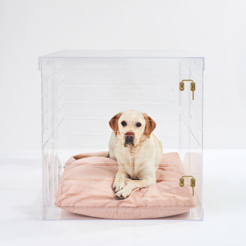 Dog house with plexiglass sliding door, kennel for dogs from small