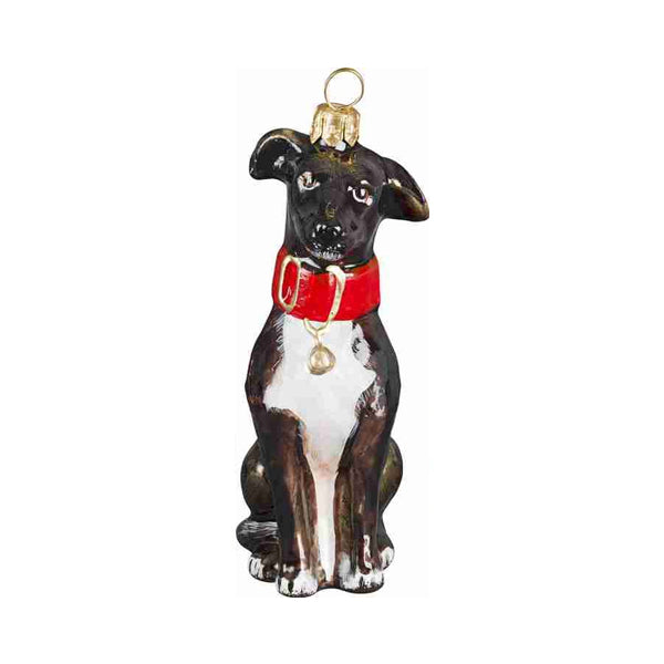 Brown greyhound christmas dog ornament
