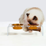 Cat eating from acrylic pet feeder by Hiddin