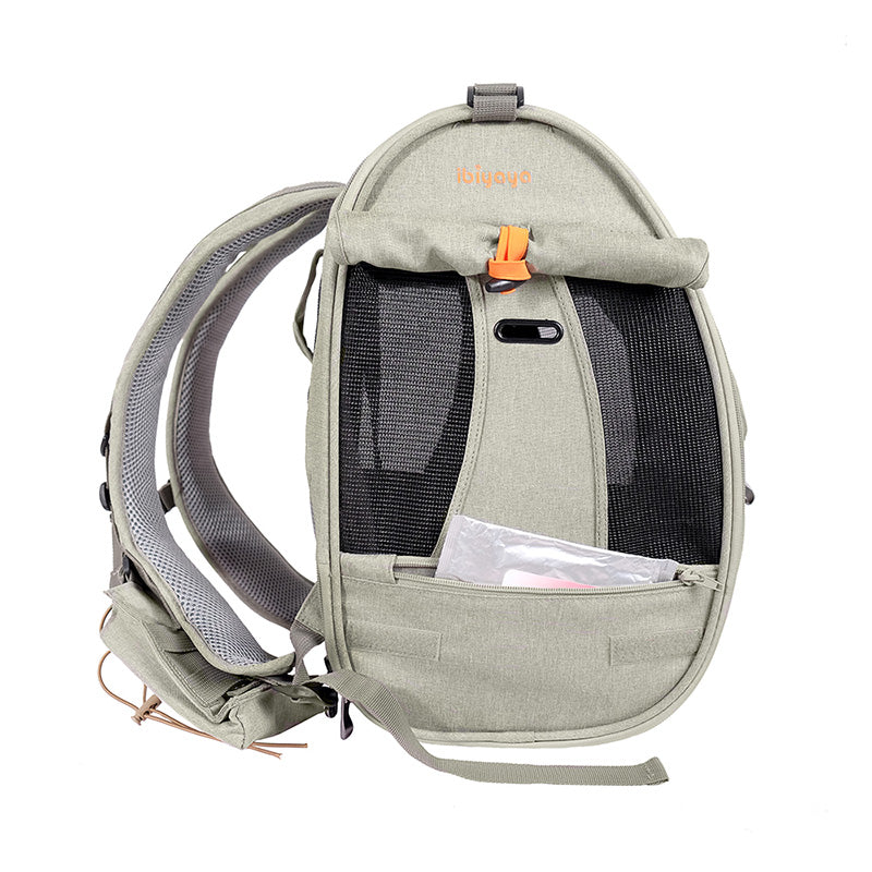 Ibiyaya cat carrier backpack with shoulder straps.