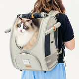 Girl carrying her siamese cat in Ibiyaya backpack