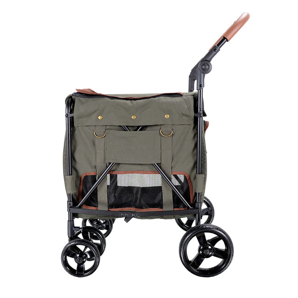 Ibiyaya green canvas dog stroller wagon