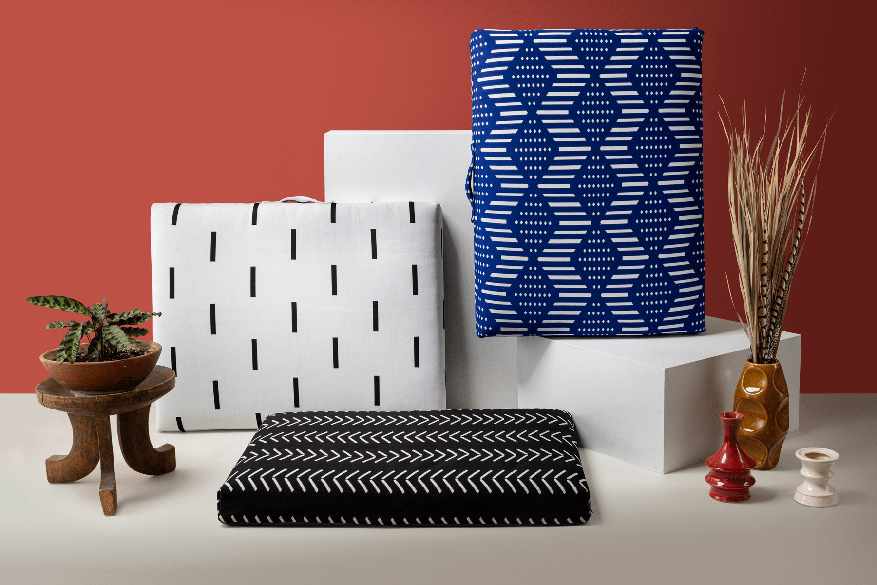 Black Chevron | Boho Dog Bed With Removable Cover