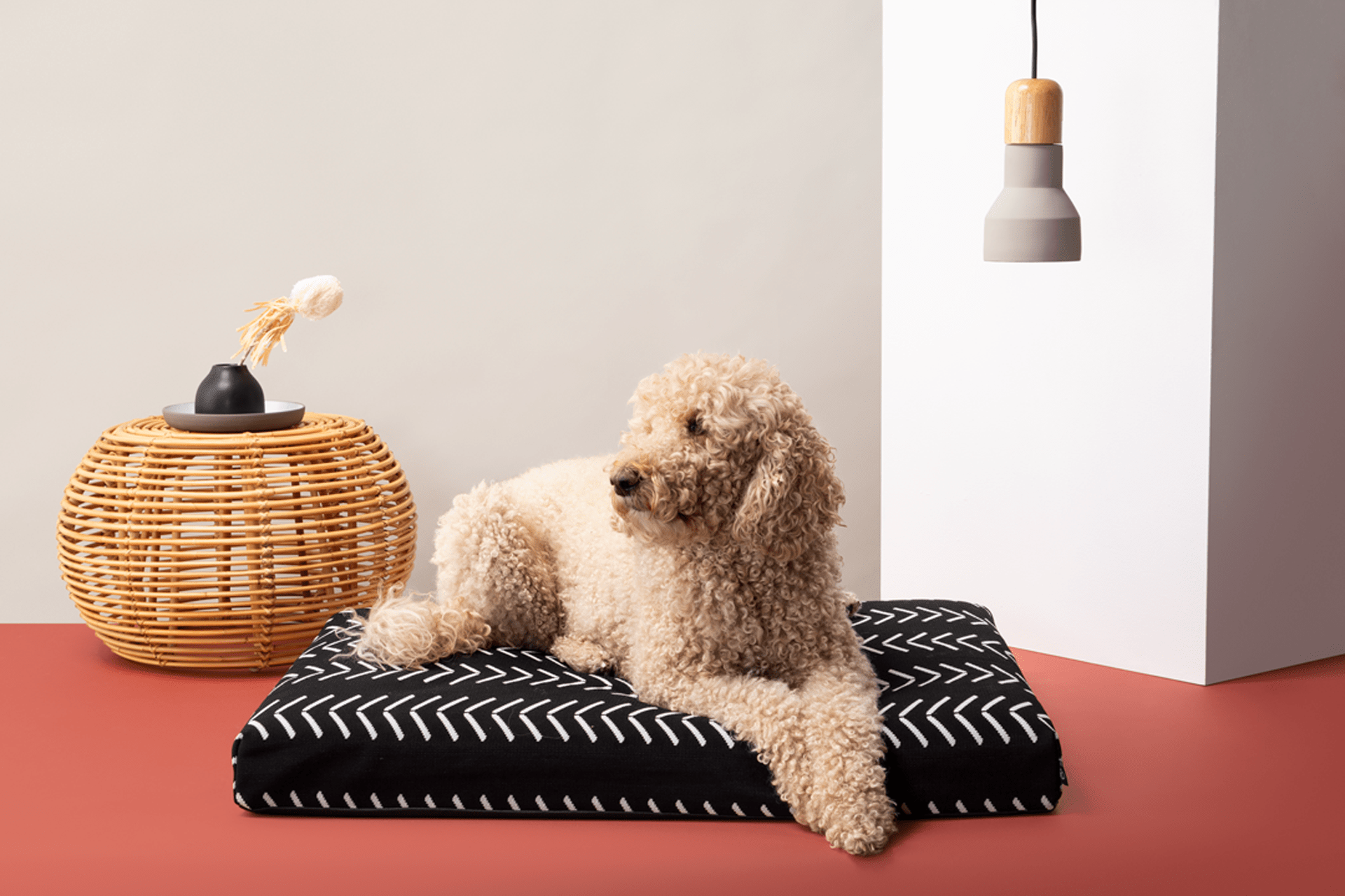 Black Chevron | Boho Dog Bed With Removable Cover
