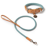 Ferdinando Microfiber Dog Collar Leash Set - Blue