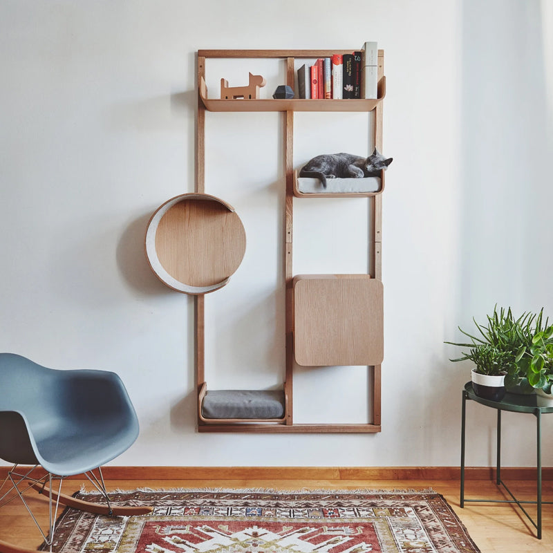 Miacara Alto Designer Cat Tower in Oak Wood