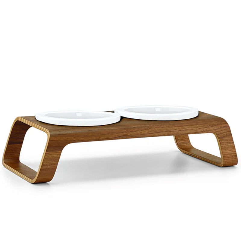 Miacara Desco Porcelain Cat Bowls With Elevated Wood Stand