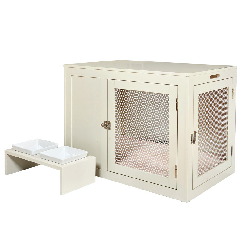 Beautiful dog crate and feeder set for new dogs from Bowsers pet essentials collection.