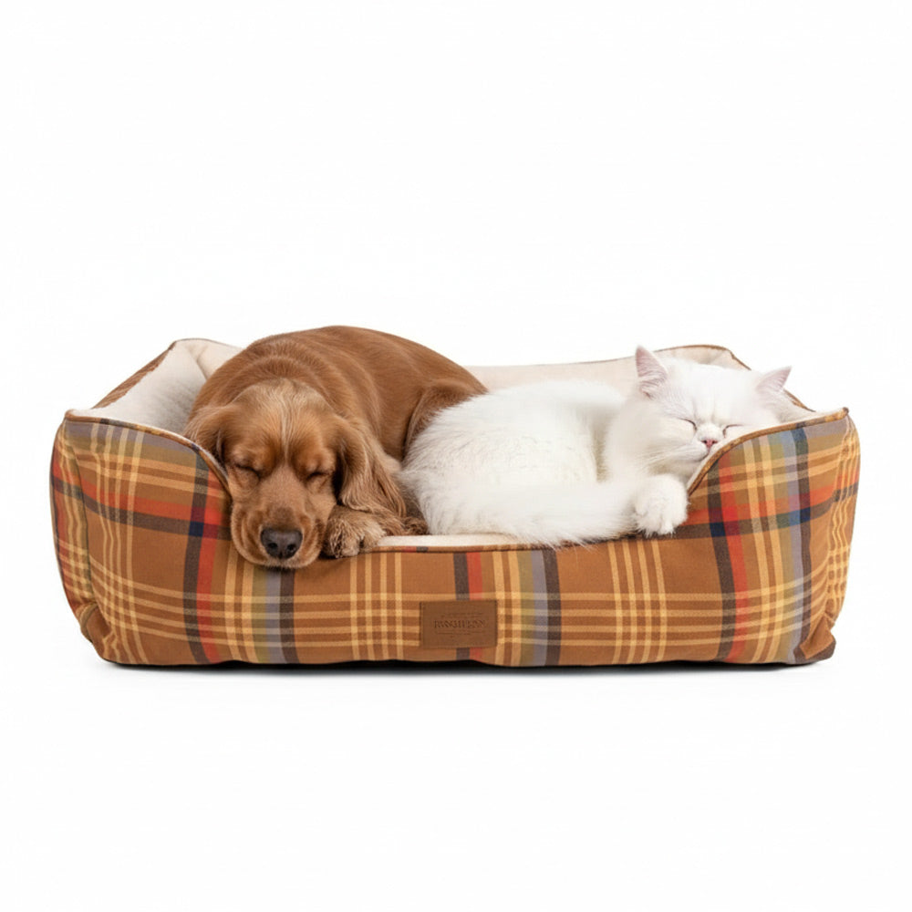 Pendleton Bolster Dog Bed | Plaid Cozy Kuddler 100% cotton Cover