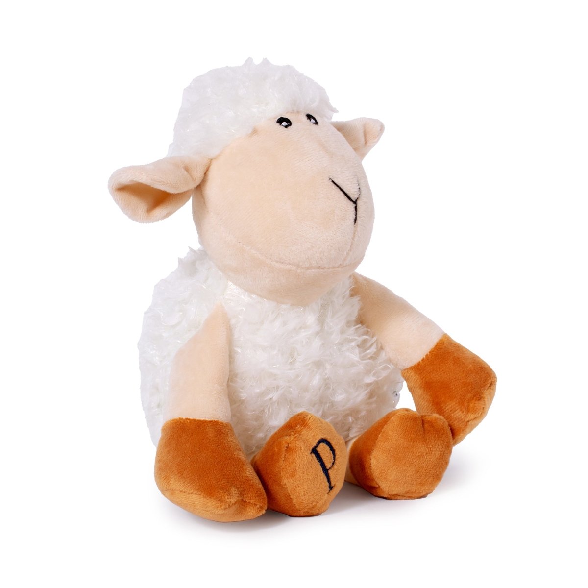 Pendleton plush lamb dog toy, angled view
