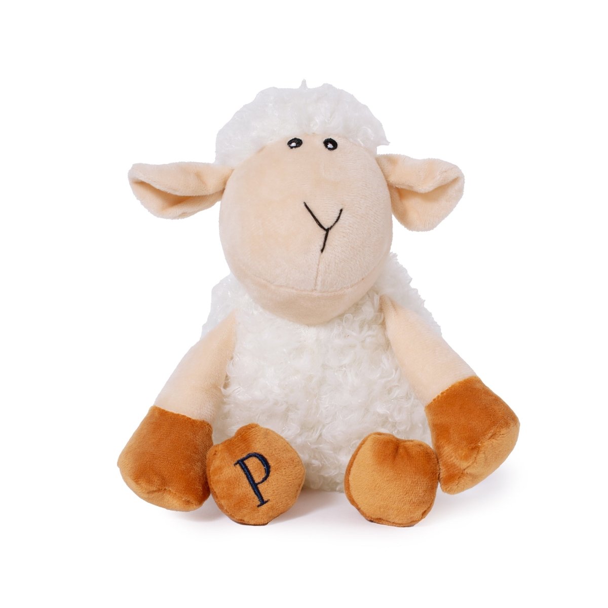 Pendleton plush lamb squeaky dog toy with embroidered P logo
