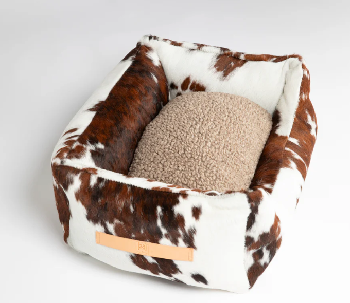 Cowhide Farmhouse Dog Bed - Small to XL